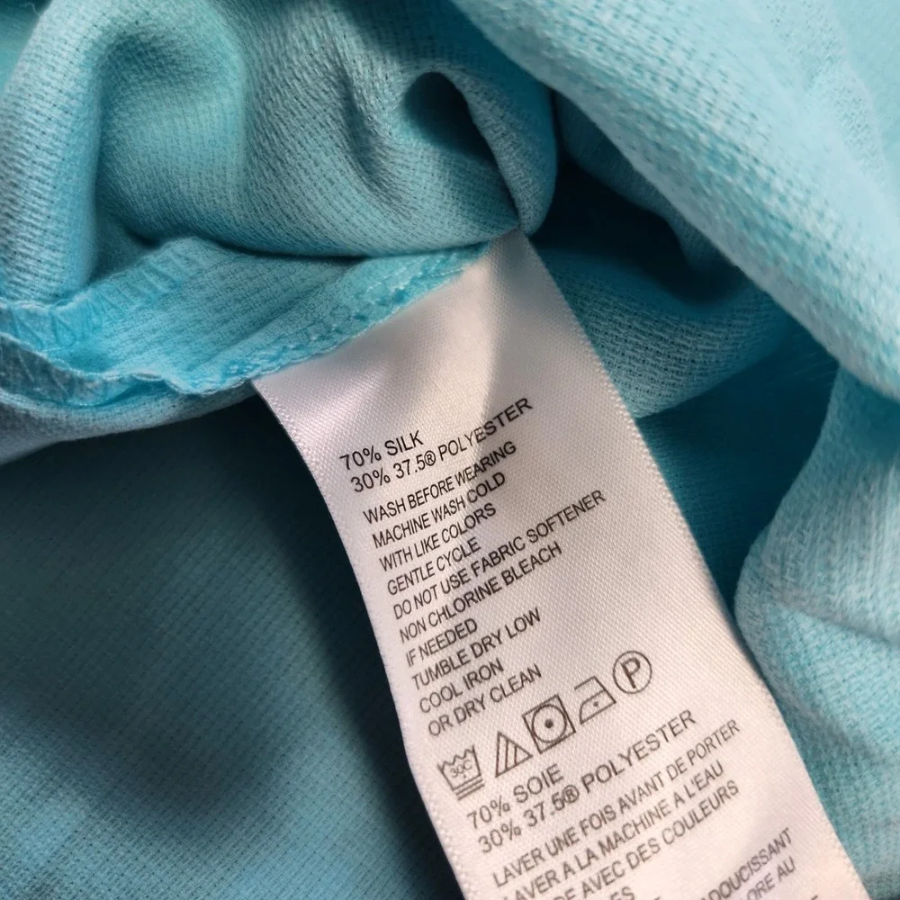 Tommy Bahama Shirt‎ Men XL Silk Performance Blend Blue Loop Collar Button Up